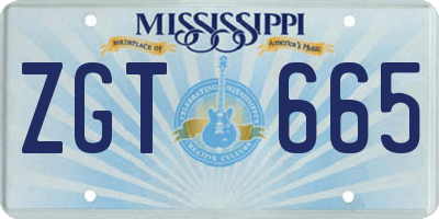 MS license plate ZGT665