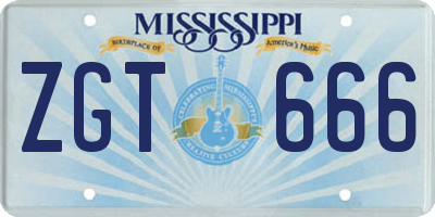 MS license plate ZGT666