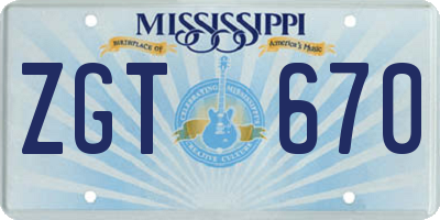 MS license plate ZGT670