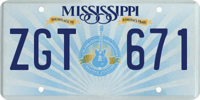 MS license plate ZGT671