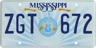 MS license plate ZGT672