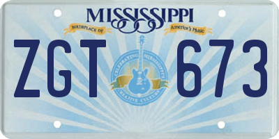 MS license plate ZGT673