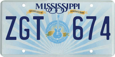 MS license plate ZGT674