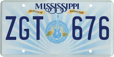 MS license plate ZGT676