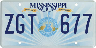 MS license plate ZGT677