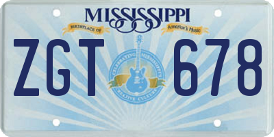 MS license plate ZGT678