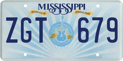 MS license plate ZGT679