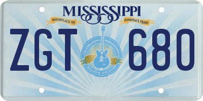 MS license plate ZGT680