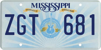 MS license plate ZGT681