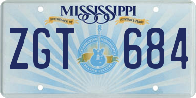 MS license plate ZGT684