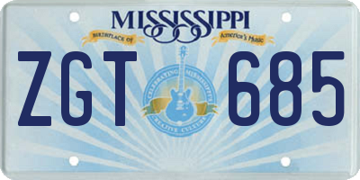 MS license plate ZGT685