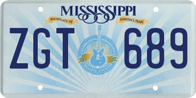 MS license plate ZGT689