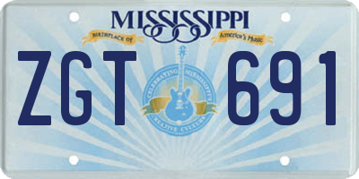 MS license plate ZGT691