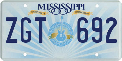MS license plate ZGT692