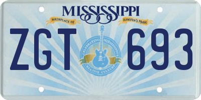 MS license plate ZGT693