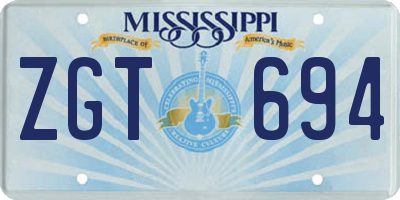 MS license plate ZGT694