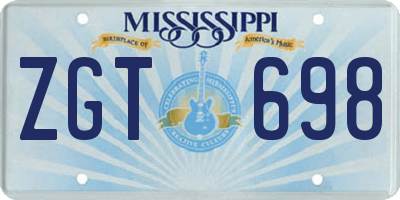 MS license plate ZGT698