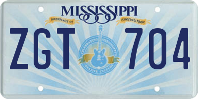 MS license plate ZGT704