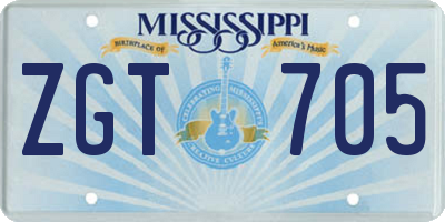 MS license plate ZGT705