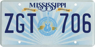 MS license plate ZGT706