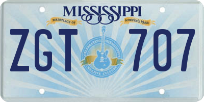 MS license plate ZGT707