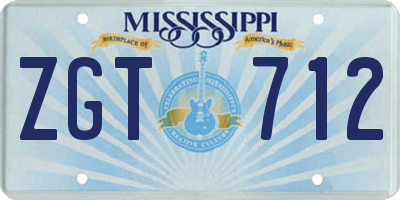 MS license plate ZGT712