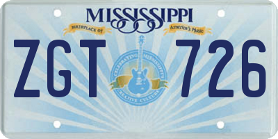 MS license plate ZGT726