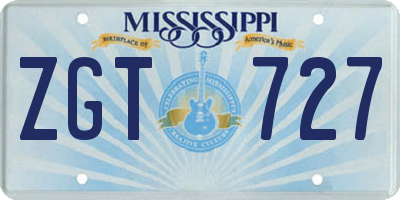 MS license plate ZGT727