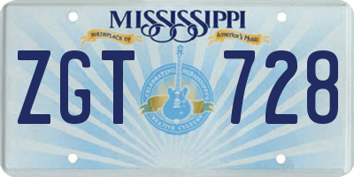 MS license plate ZGT728