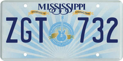 MS license plate ZGT732