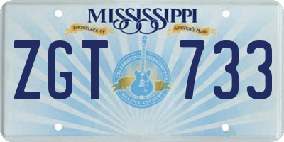 MS license plate ZGT733