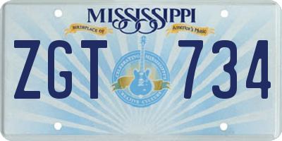 MS license plate ZGT734