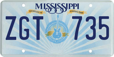 MS license plate ZGT735