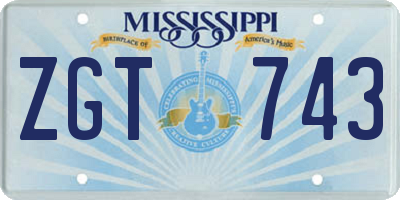 MS license plate ZGT743