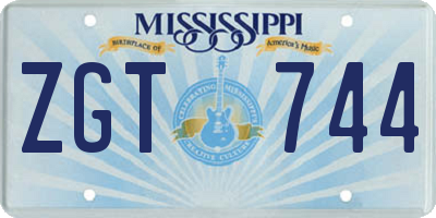 MS license plate ZGT744