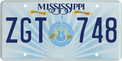 MS license plate ZGT748