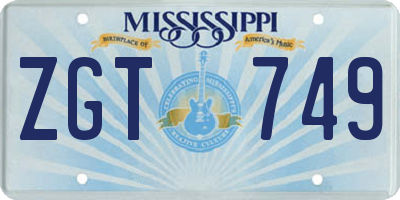 MS license plate ZGT749