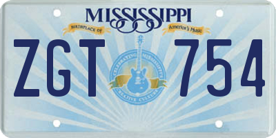 MS license plate ZGT754
