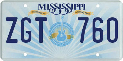 MS license plate ZGT760