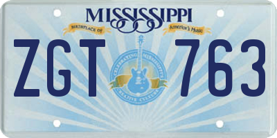 MS license plate ZGT763