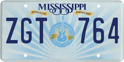 MS license plate ZGT764
