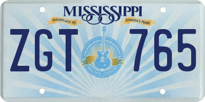 MS license plate ZGT765