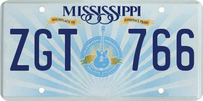 MS license plate ZGT766