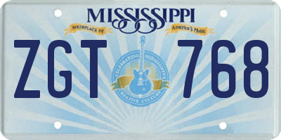 MS license plate ZGT768