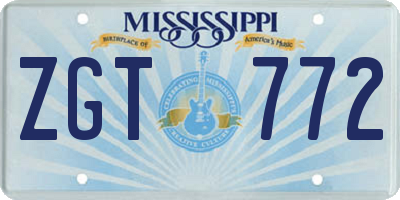 MS license plate ZGT772