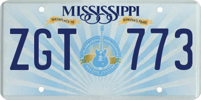 MS license plate ZGT773