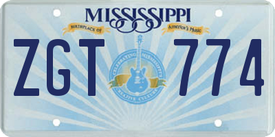 MS license plate ZGT774