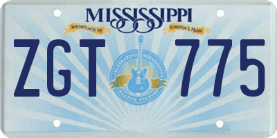 MS license plate ZGT775