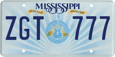 MS license plate ZGT777