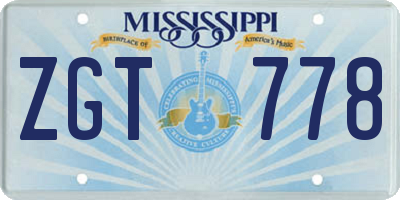 MS license plate ZGT778